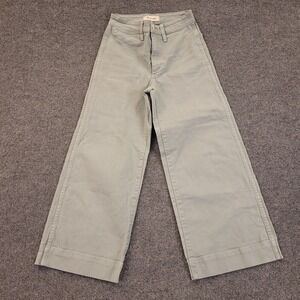 Madewell Emmett Wide Leg Crop Jeans Womens Sz 23 (25x25) Green Mid Rise Stretch